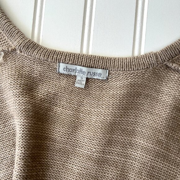 Charlotte Russe Sweater Womens S/M Tan Maroon Cardigan Aztec Southwestern Fringe - Picture 6 of 9